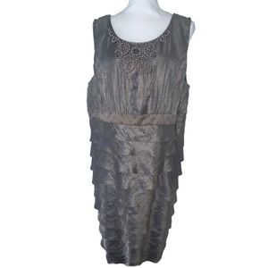 Adrianna Papell Champagne Pearl Beaded Mother of the Bride Dress 20W